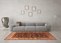 Machine Washable Oriental Orange Industrial Area Rugs in a Living Room, wshurb1583org