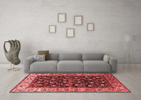 Machine Washable Oriental Red Industrial Rug, wshurb1583red