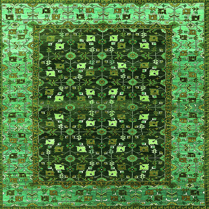 Square Oriental Green Industrial Rug, urb1583grn