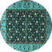 Round Oriental Turquoise Industrial Rug, urb1583turq