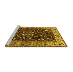 Sideview of Machine Washable Oriental Yellow Industrial Rug, wshurb1583yw