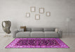 Machine Washable Oriental Pink Industrial Rug in a Living Room, wshurb1583pnk