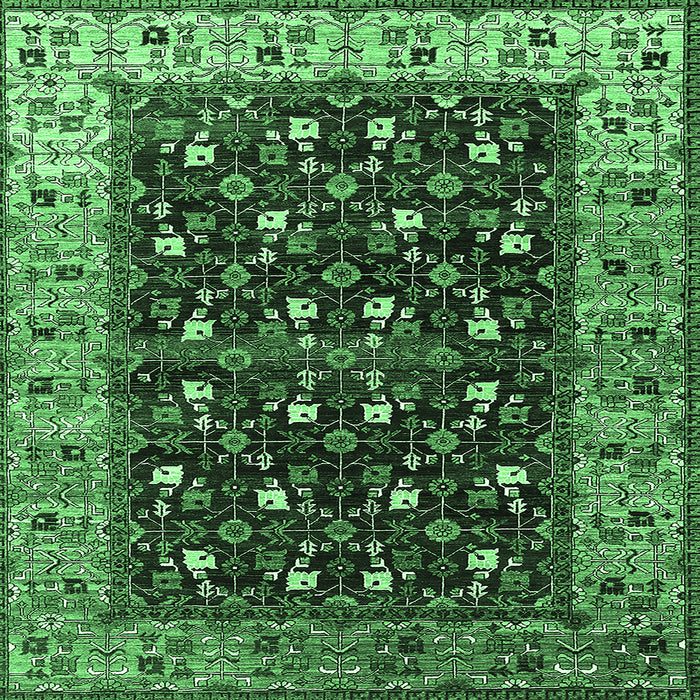 Square Oriental Emerald Green Industrial Rug, urb1583emgrn