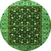 Round Oriental Green Industrial Rug, urb1583grn