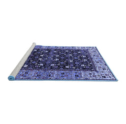 Sideview of Machine Washable Oriental Blue Industrial Rug, wshurb1583blu