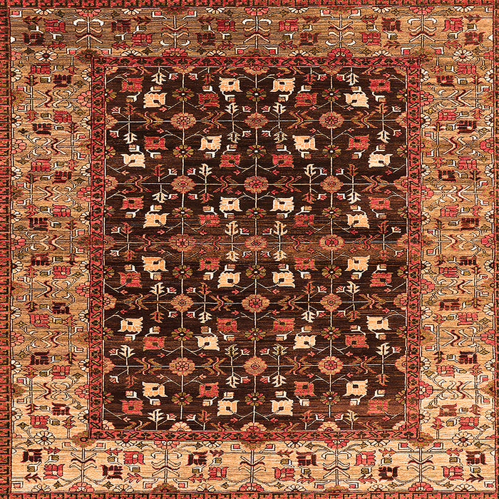 Square Oriental Orange Industrial Rug, urb1583org