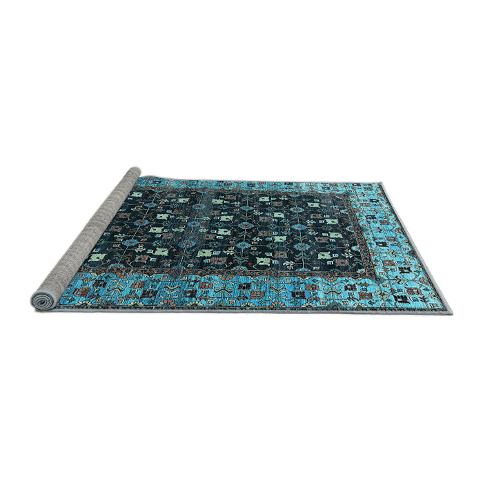 Sideview of Machine Washable Oriental Light Blue Industrial Rug, wshurb1583lblu
