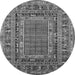 Round Machine Washable Oriental Gray Industrial Rug, wshurb1584gry