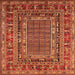 Square Machine Washable Oriental Orange Industrial Area Rugs, wshurb1584org