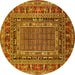 Round Oriental Yellow Industrial Rug, urb1584yw