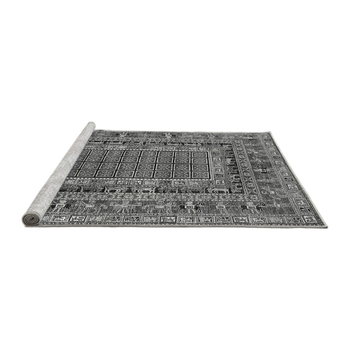 Sideview of Machine Washable Oriental Gray Industrial Rug, wshurb1584gry