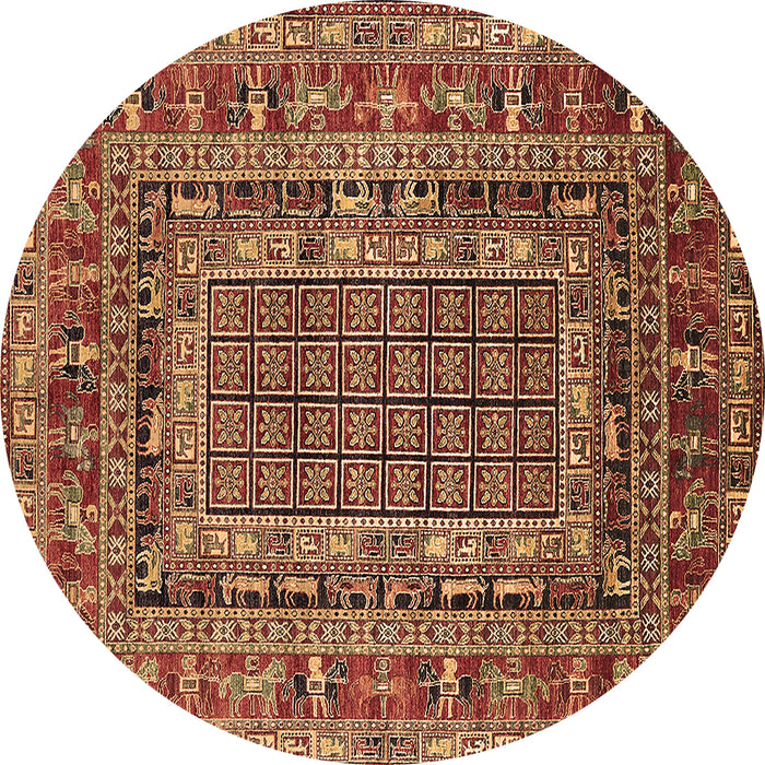 Round Oriental Brown Industrial Rug, urb1584brn