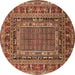 Round Oriental Brown Industrial Rug, urb1584brn