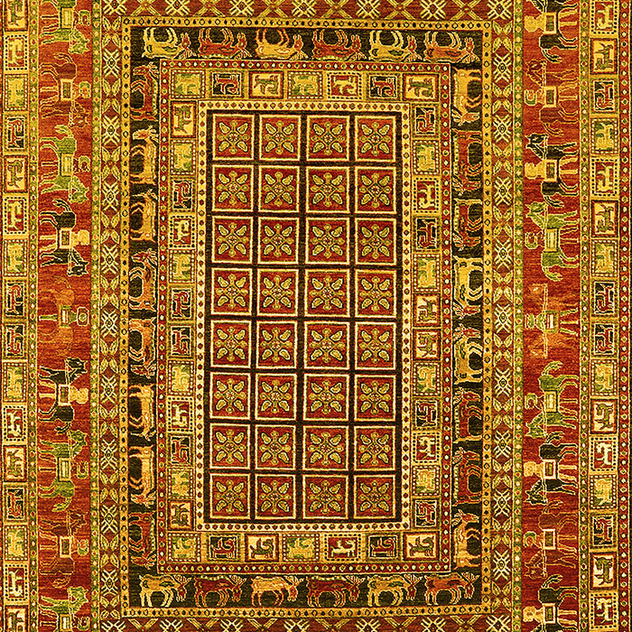 Machine Washable Oriental Yellow Industrial Rug, wshurb1584yw