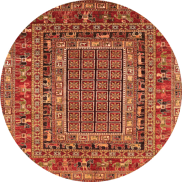 Round Oriental Orange Industrial Rug, urb1584org