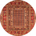 Round Oriental Orange Industrial Rug, urb1584org