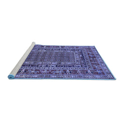 Sideview of Machine Washable Oriental Blue Industrial Rug, wshurb1584blu