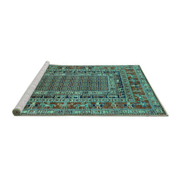 Sideview of Machine Washable Oriental Turquoise Industrial Area Rugs, wshurb1584turq