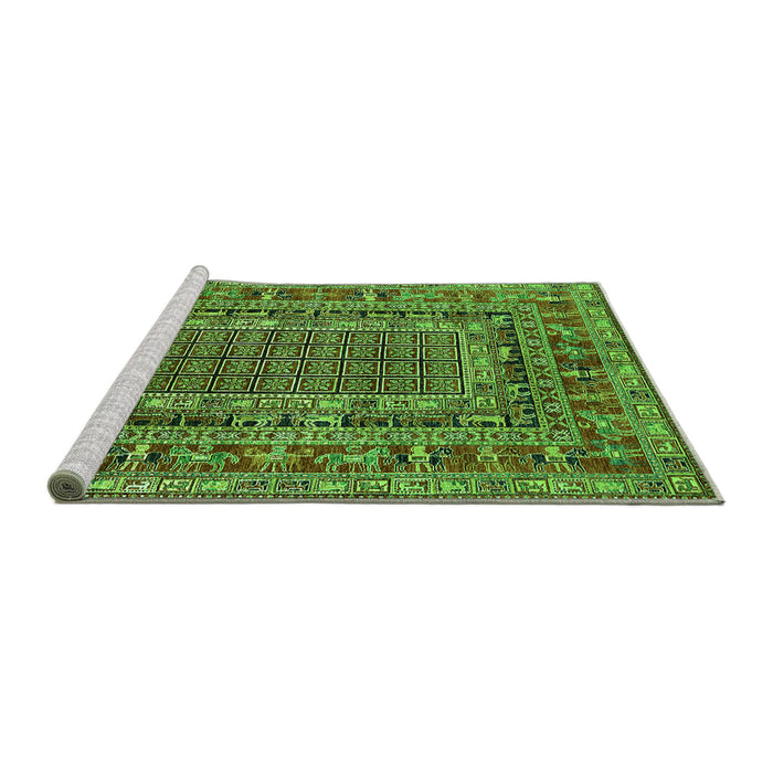 Sideview of Machine Washable Oriental Green Industrial Area Rugs, wshurb1584grn