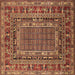 Square Oriental Brown Industrial Rug, urb1584brn