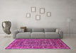 Machine Washable Oriental Pink Industrial Rug in a Living Room, wshurb1584pnk