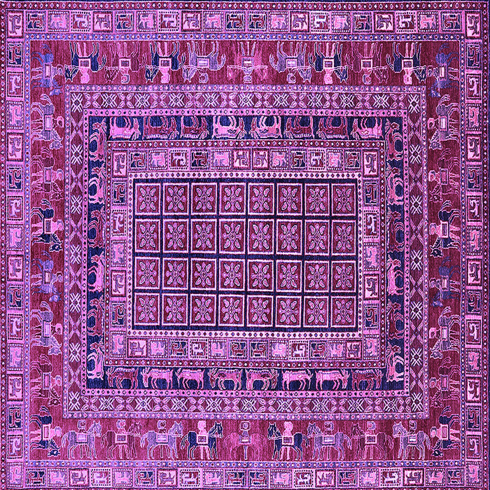 Square Machine Washable Oriental Purple Industrial Area Rugs, wshurb1584pur