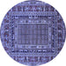 Round Oriental Blue Industrial Rug, urb1584blu