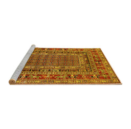 Sideview of Machine Washable Oriental Yellow Industrial Rug, wshurb1584yw