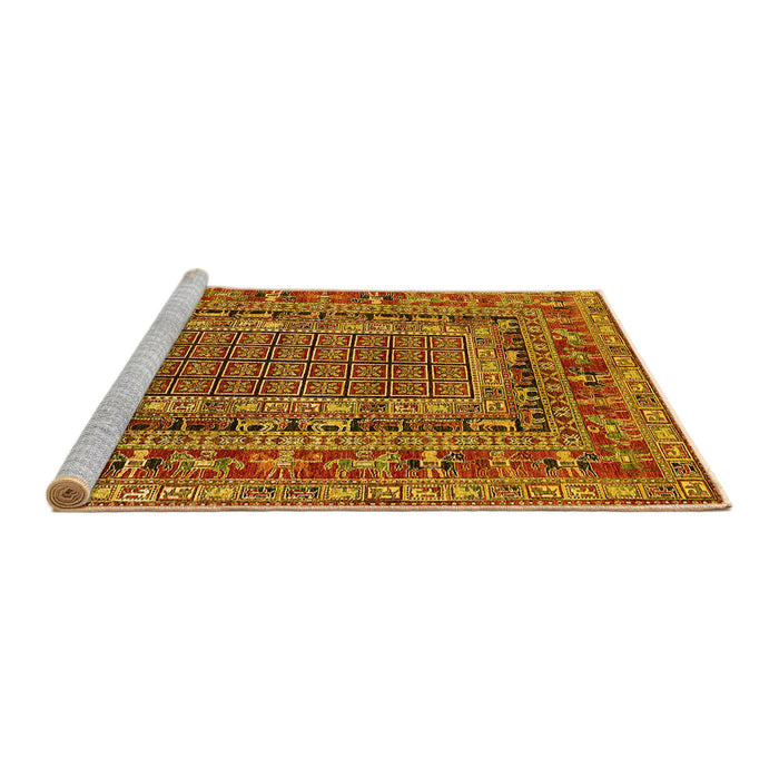 Sideview of Machine Washable Oriental Yellow Industrial Rug, wshurb1584yw
