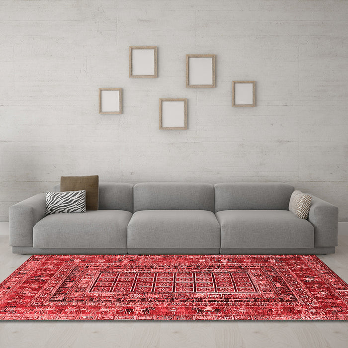 Industrial Red Washable Rugs