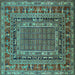 Square Oriental Turquoise Industrial Rug, urb1584turq