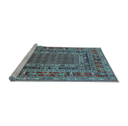 Sideview of Machine Washable Oriental Light Blue Industrial Rug, wshurb1584lblu