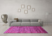 Machine Washable Oriental Pink Industrial Rug in a Living Room, wshurb1585pnk