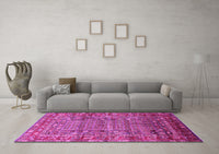 Machine Washable Oriental Pink Industrial Rug, wshurb1585pnk