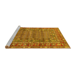Sideview of Machine Washable Oriental Yellow Industrial Rug, wshurb1585yw