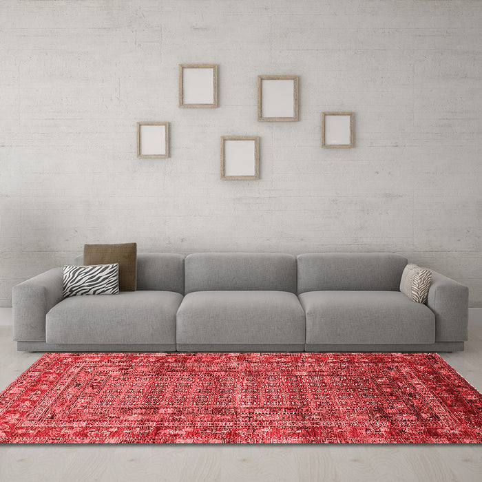 Industrial Red Washable Rugs