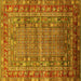 Square Machine Washable Oriental Yellow Industrial Rug, wshurb1585yw