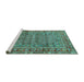 Sideview of Machine Washable Oriental Turquoise Industrial Area Rugs, wshurb1585turq