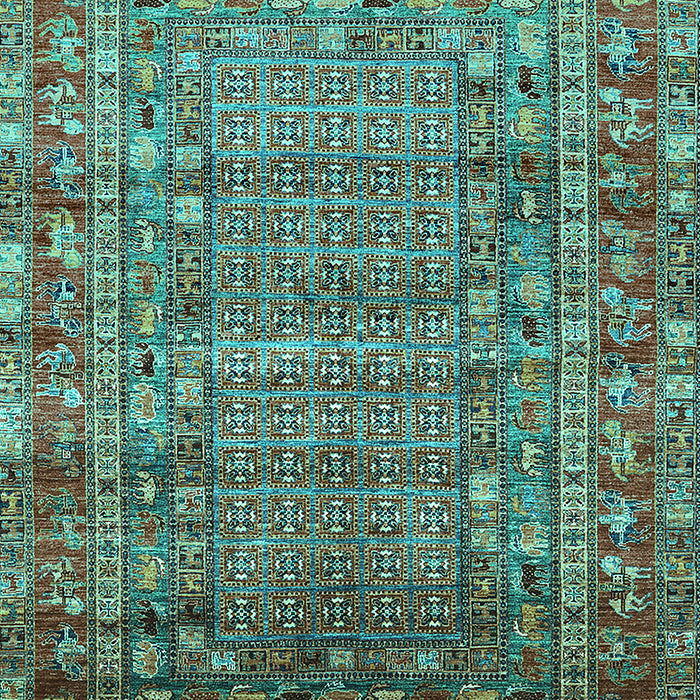 Machine Washable Oriental Turquoise Industrial Area Rugs, wshurb1585turq