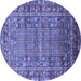 Round Oriental Blue Industrial Rug, urb1585blu