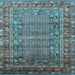 Square Machine Washable Oriental Light Blue Industrial Rug, wshurb1585lblu