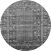 Round Oriental Gray Industrial Rug, urb1585gry