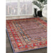 Mid-Century Modern Fire Brick Red Oriental Rug in Family Room, urb1585