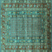 Square Oriental Turquoise Industrial Rug, urb1585turq