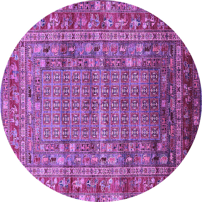 Round Machine Washable Oriental Purple Industrial Area Rugs, wshurb1585pur