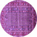 Round Machine Washable Oriental Purple Industrial Area Rugs, wshurb1585pur