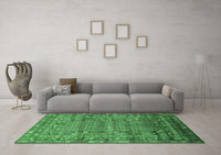 Machine Washable Oriental Emerald Green Industrial Rug, wshurb1585emgrn