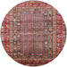 Round Mid-Century Modern Fire Brick Red Oriental Rug, urb1585