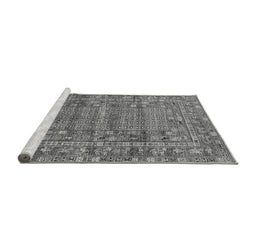 Sideview of Machine Washable Oriental Gray Industrial Rug, wshurb1585gry