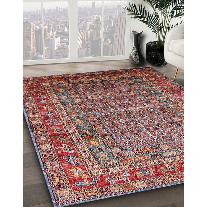 Machine Washable Industrial Modern Fire Brick Red Rug in a Family Room, wshurb1585